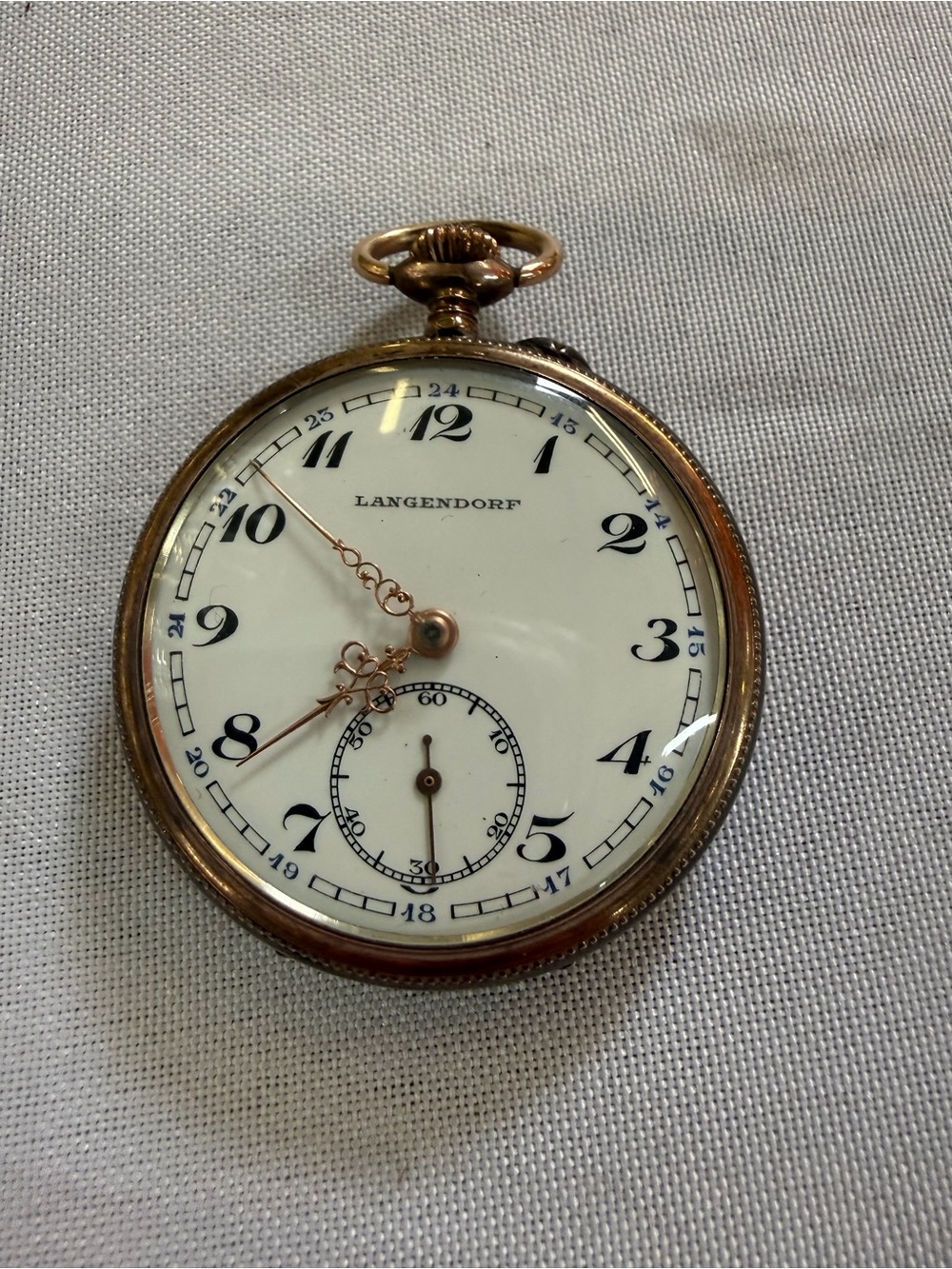 ANTIQUE EARLYLUXURY SWISS TWO TONE SILVER 800 MEN'S POCKET WATCH "LANGENDORF"